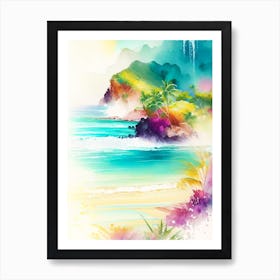 Kauai Hawaii Watercolour Pastel Tropical Destination Art Print