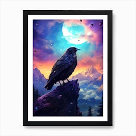 Raven In The Night Sky Art Print