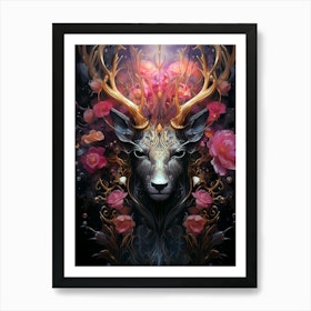 Kissing Deer Art Print