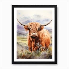 Highland Cow In The Grassy Land 4 Art Print