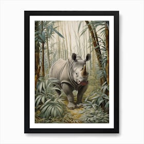 Grey Rhino Exploring Nature 1 Art Print