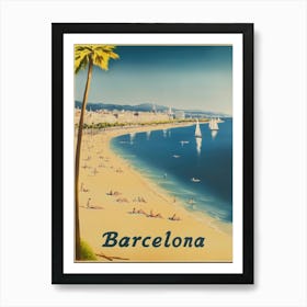 Aihrgdesign A Mid Century Modern Travel Poster For Barcelona Art Print