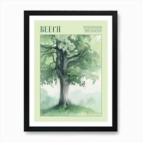 Beech Tree Atmospheric Watercolour Painting 3 Poster Art Print