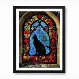 Cat In Stained Glass Window 7 Art Print