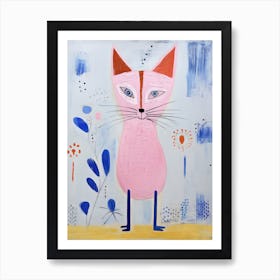 Playful Illustration Of Red Fox Bear For Kids Room 1 Art Print