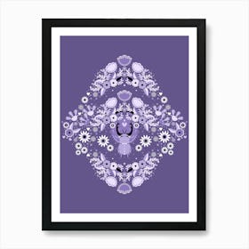 Rhinoceros Beetle, Purple Version Art Print