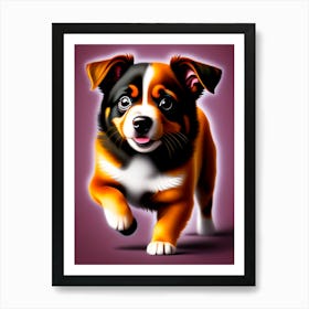 Dog Walking On A Purple Background Art Print