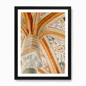 Orange Arched Ceiling and Frescoes of Chapel in Naples Art Print