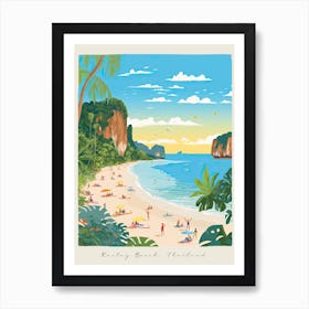 Poster Of Railay Beach, Krabi, Thailand, Matisse And Rousseau Style 3 Art Print