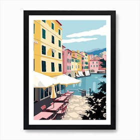 Portofino, Italy, Flat Pastels Tones Illustration 1 Art Print