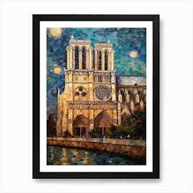 Notre Dame Paris France Van Gogh Style 3 Art Print