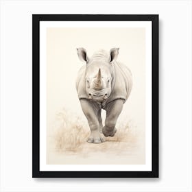 Rhino Walking Portrait 5 Art Print