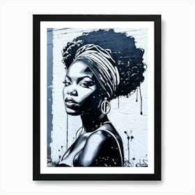 Graffiti Mural Of Beautiful Black Woman 36 Art Print