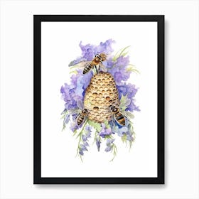 Beehive With Stock Watercolour Illustration 2 Art Print