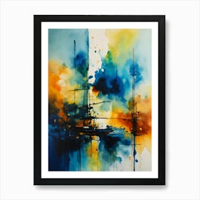 Sailboats In The Harbor Art Print