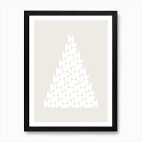 Mid Century Christmas Tree Beige And White Art Print