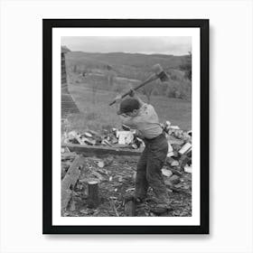 Splitting Wood, Getting Ready For The Winter, On Farm Near Bradford, Vermont By Russell Lee Art Print