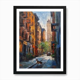 Painting Of A Street In Sukrabar With A Cat 4 Impressionism Art Print