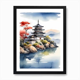 Japanese Landscape Watercolor Painting (60) 1 Art Print