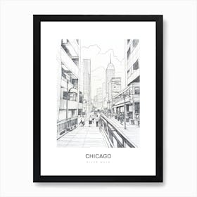 River Walk, Chicago B&W Poster Art Print