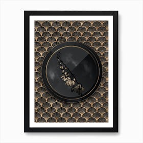 Shadowy Vintage Giant Cabuya Botanical in Black and Gold Art Print