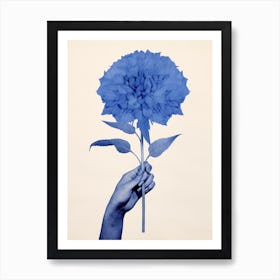 Blue Botanical Globe Amaranth 1 Art Print