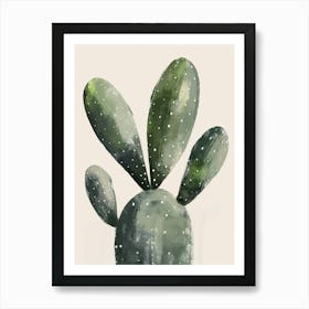 Bunny Ear Cactus Minimalist Abstract Illustration 3 Art Print
