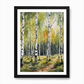Birch Trees in Autumn Forest Art Print