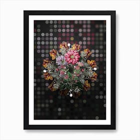 Vintage Hyacinth Flower Wreath on Dot Bokeh Pattern n.0779 Art Print