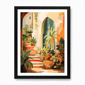 Of A House With Potted Plants Art Print