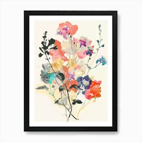 Coral Bells 1 Collage Flower Bouquet Art Print