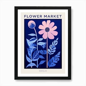 Blue Flower Market Poster Dahlia 3 Art Print