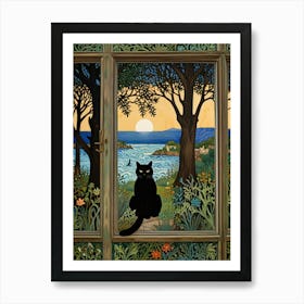 William Morris Cat In The Window 1 Art Print