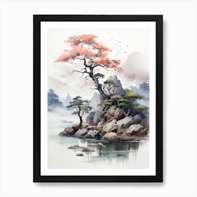 The Ogasawara Islands In Tokyo, Japanese Brush Painting, Ukiyo E, Minimal 3 Art Print