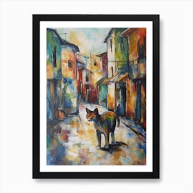 Painting Of Dubai United Arab Emirates With A Cat In The Style Of Impressionism 1 Art Print