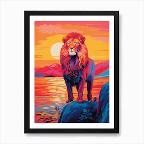 Vivid Bright Lion In The Sunset 1 Art Print