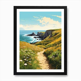 The Lizard Peninsula Coastal Path England 3 Hiking Trail Landscape Art Print