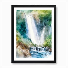 Zrmanja Waterfalls, Croatia Water Colour  (3) Art Print