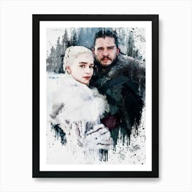 Jon Snow & Daenerys Game Of Thrones Paint Art Print