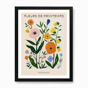 Spring Floral French Poster  Portulaca 1 Art Print