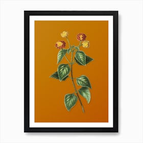Vintage Tickberry Botanical on Sunset Orange n.0770 Art Print