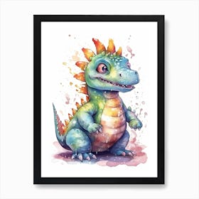 Anchisaurus Cute Dinosaur Watercolour 3 Art Print