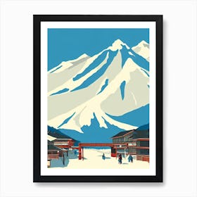 Hakuba, Japan Midcentury Vintage Skiing Poster Art Print