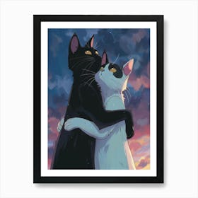 Black And White Cats 6 Art Print