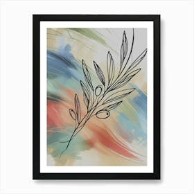 Olive Branch Line Art Minimalist Art Print