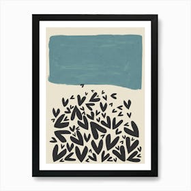 Rain Of Hearts Black Art Print