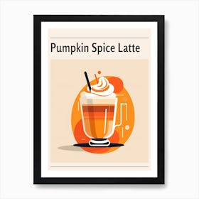 Pumpkin Spice Latte Midcentury Modern Poster Art Print