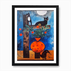 Bouvardia With A Cat 2 Surreal Joan Miro Style  Art Print