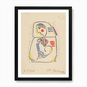 Mother (Mother With A Child And A Flower), Mikuláš Galanda Art Print