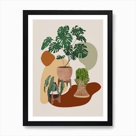 Modern Boho Plants 1 Art Print